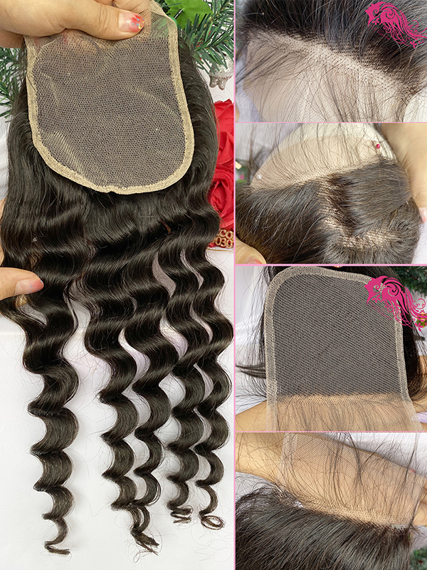 Csqueen Mink hair Majestic wave 4*4 Transparent Lace Closure 100% Human Hair - Click Image to Close